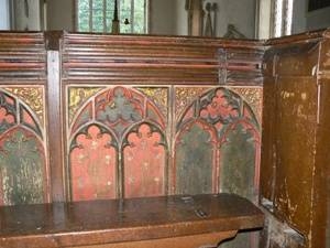 Beautifully carved and painted 17th century box pew