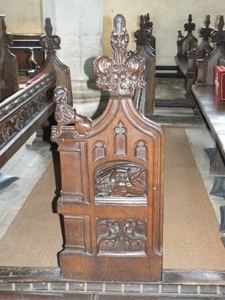 Carved bench end