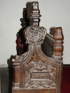 Closer view of bench end.